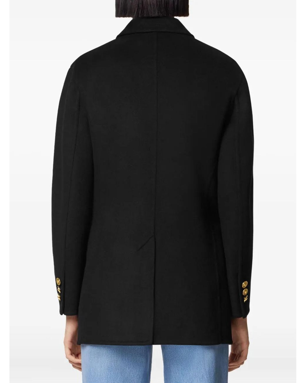Versace Black Double-Breasted Coat With-Tone Accents