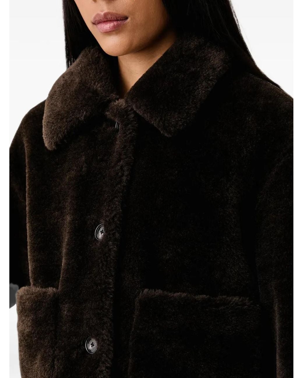Marc O' Polo Black Faux-Fur Patch-Pocket Jacket