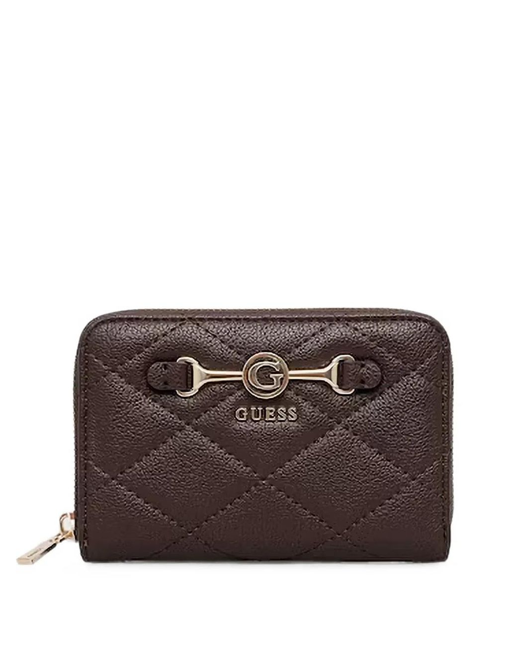 Guess Brown Frances Quilted Logo-Plaque Wallet