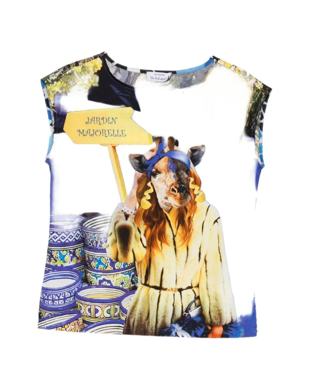 The Artistylist White Graphic-Print Cap-Sleeve T-Shirt