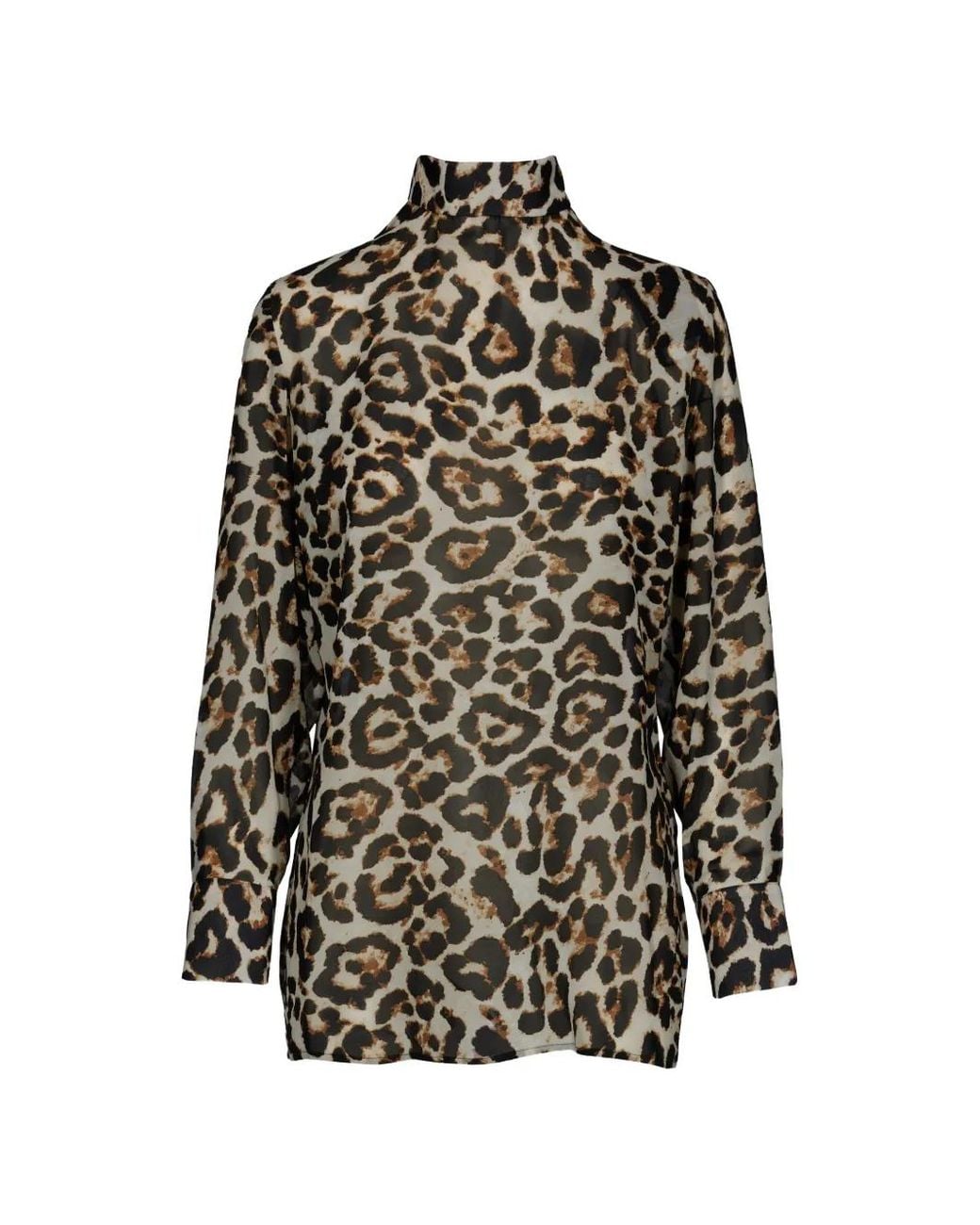 Tessitura Body Couture Black Leopard-Print Back-Cutout Blouse