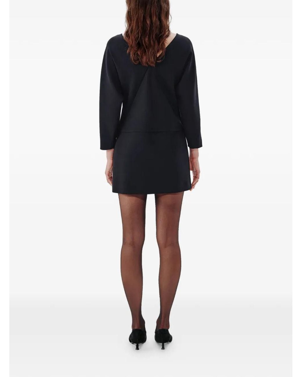 Another Tomorrow Black Dolman-Sleeve Drop-Waist Dress