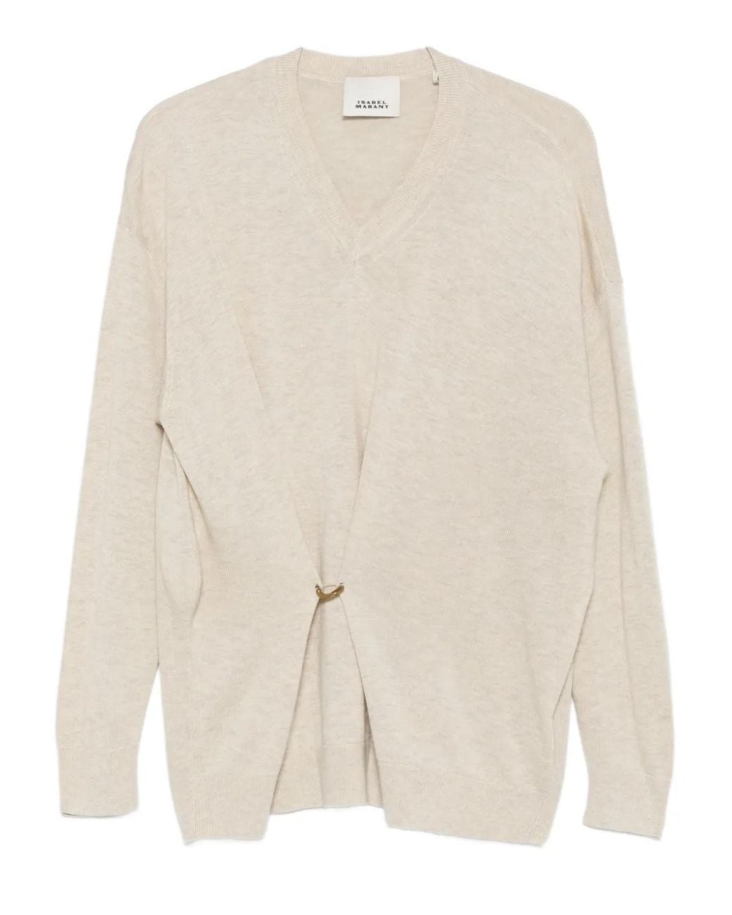 Isabel Marant Natural Chiraz V-Neck Ring-Detail Sweater