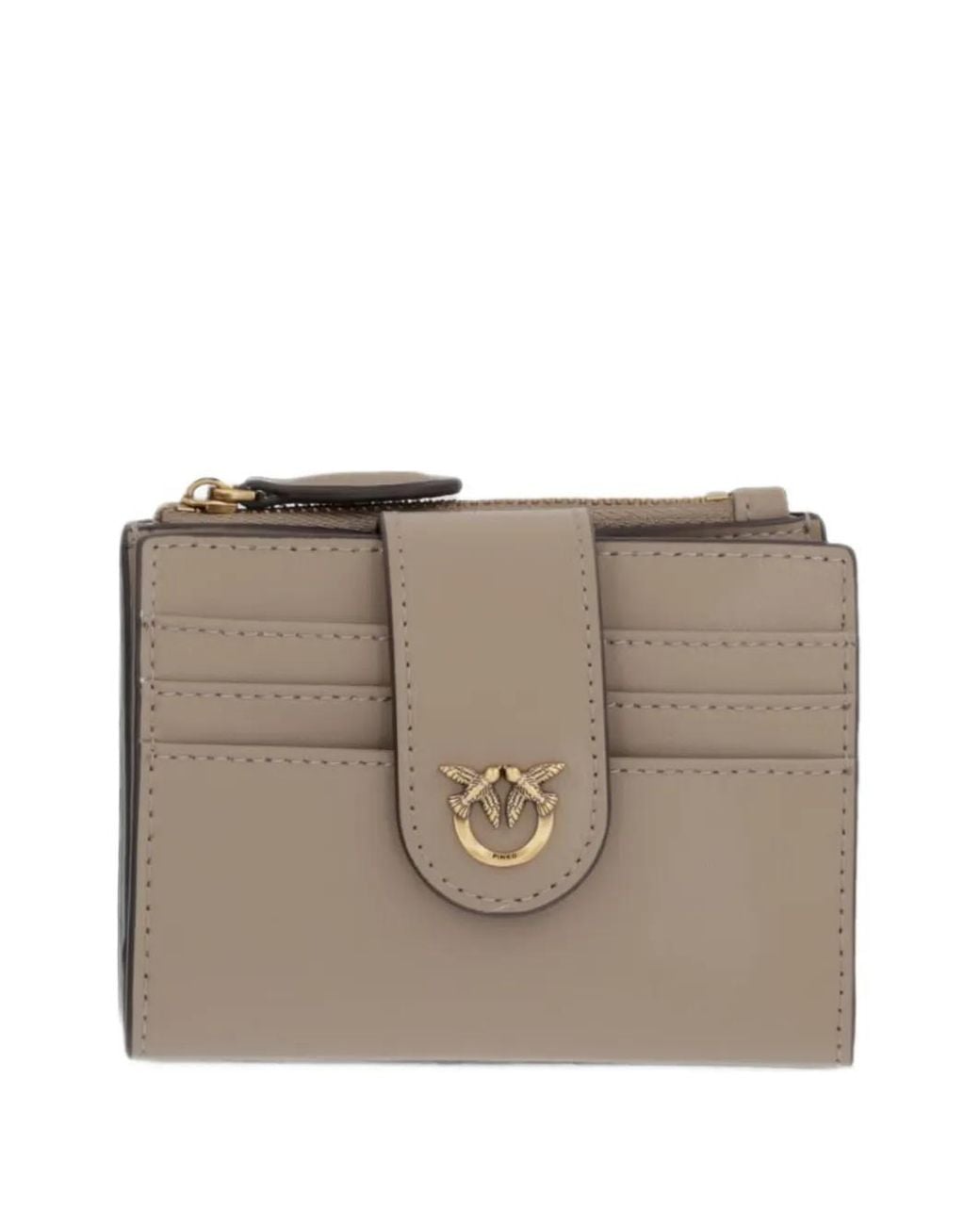 Pinko Brown Small Smooth Leather Wallet With Logo
