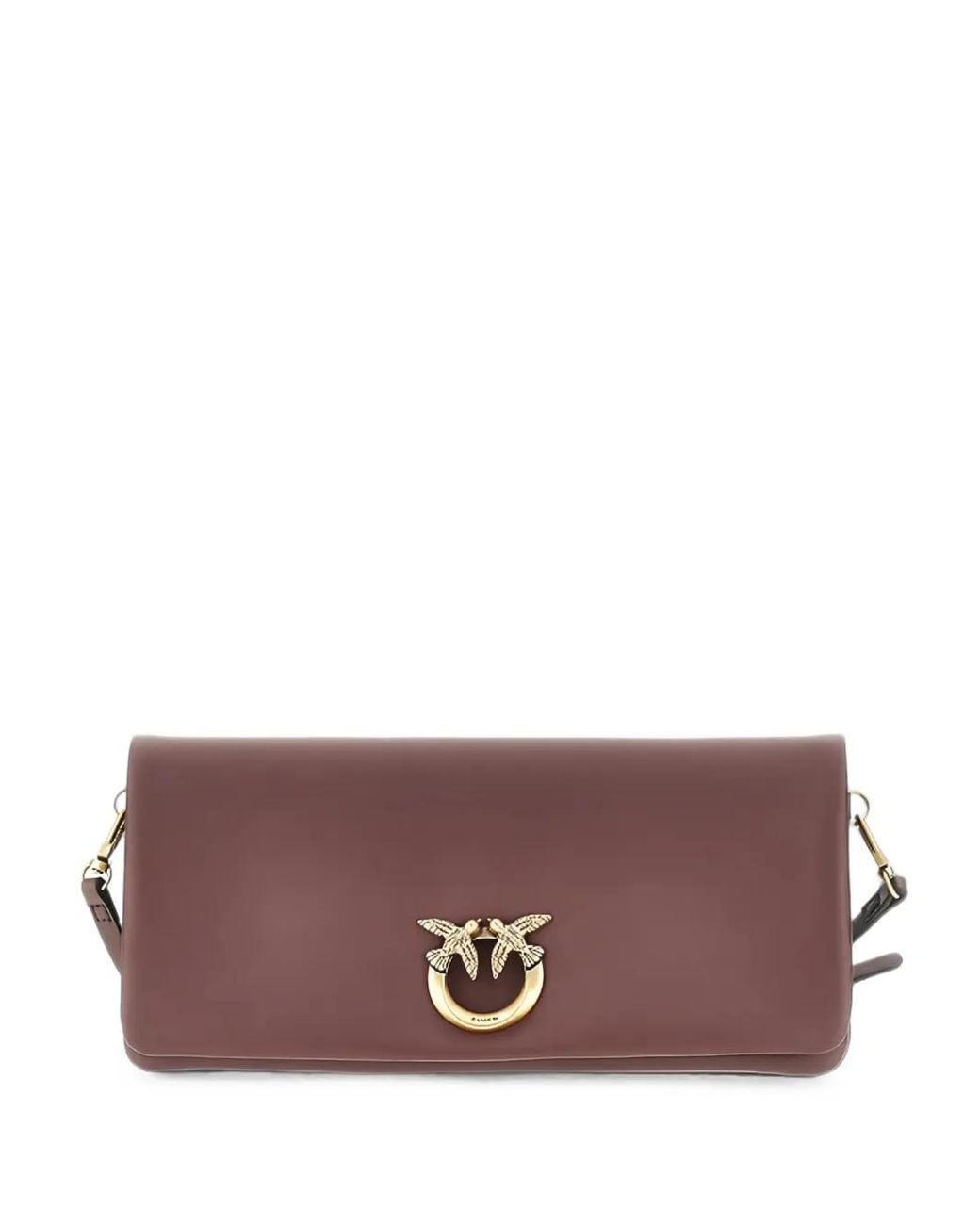 Pinko Purple Love Birds Leather Shoulder Bag