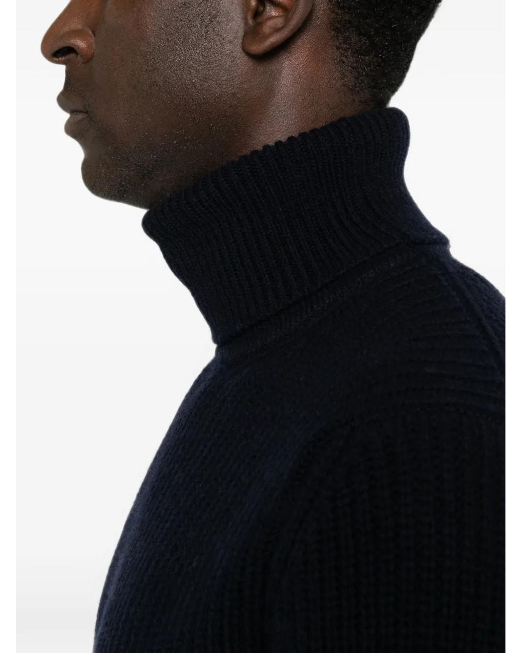 Fortela Black Ribbed-Knit Roll-Neck Sweater for men