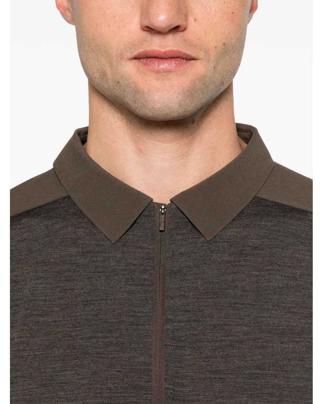 Veilance Brown Zip-Fastening Long-Sleeve Polo Shirt for men