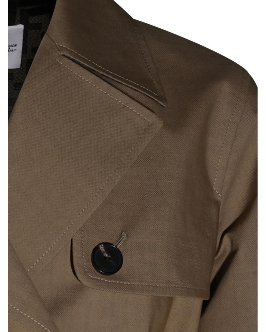Fendi Natural Mackintosh Fabric Trench Coat