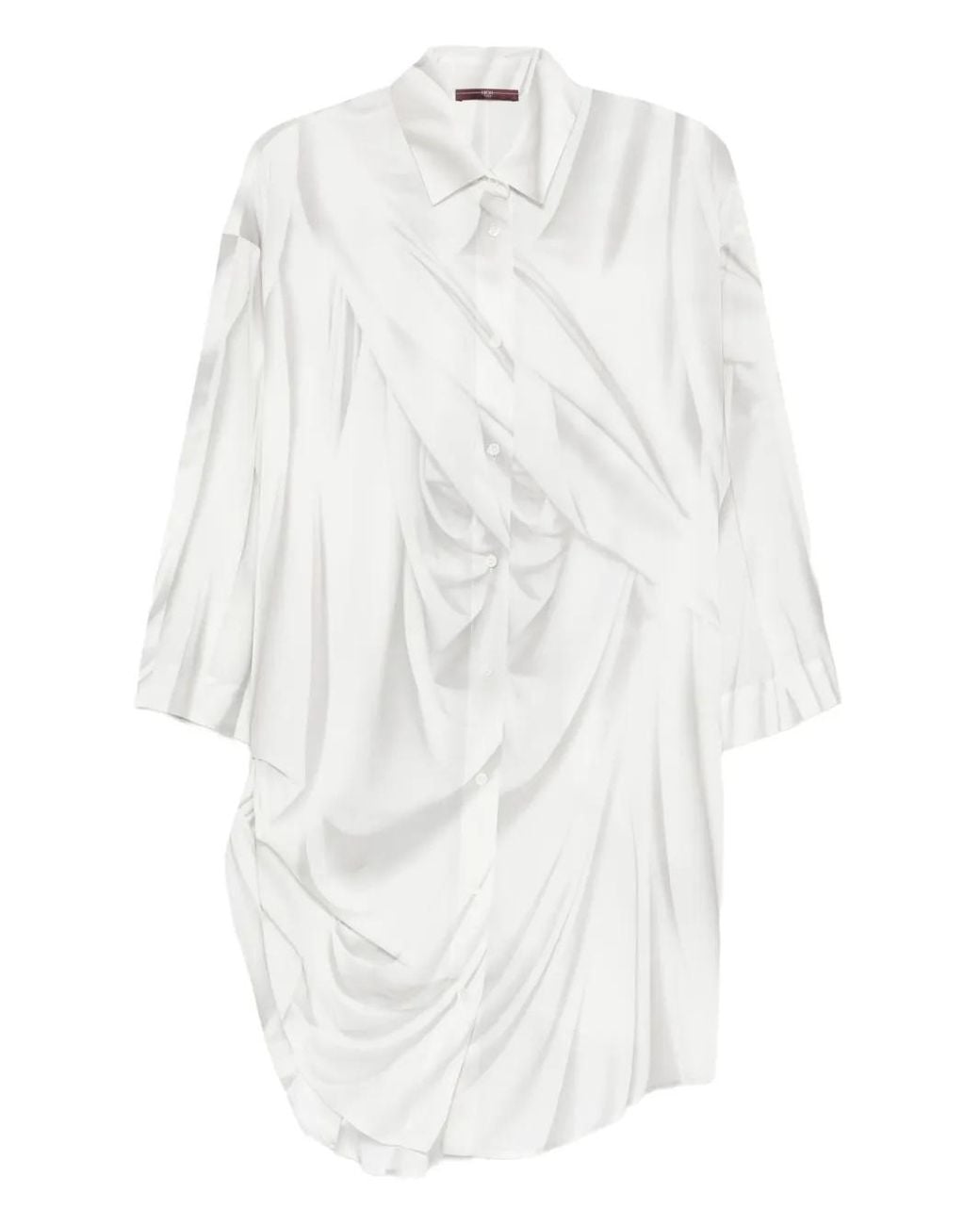 High White Draped Button-Front Shirt
