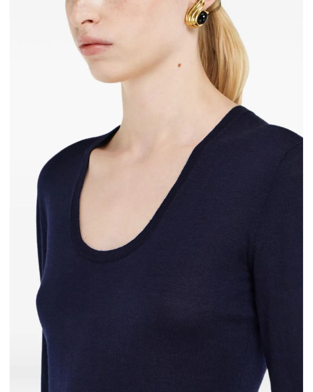 Ferragamo Lichtgewicht Wollen Top in het Blue