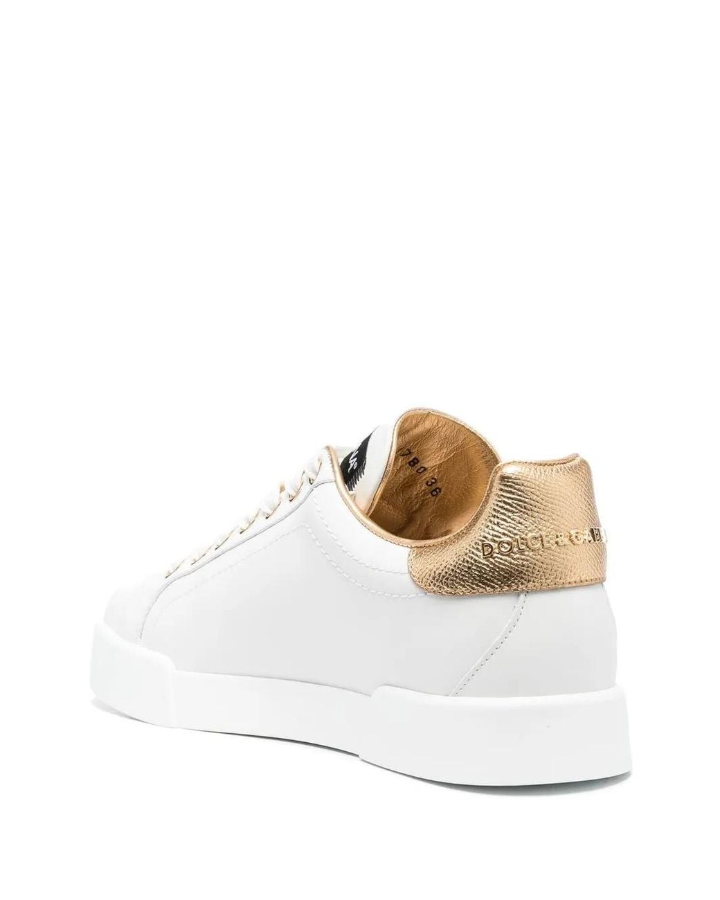 Dolce & Gabbana White Luxe Lace-Up Sneaker With Dg Logo