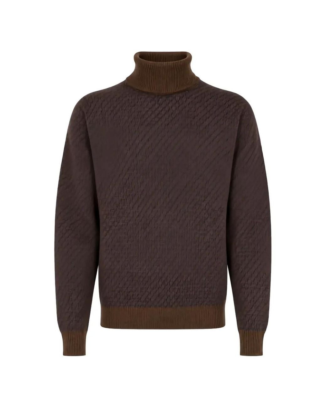 Manuel Ritz Brown Geometric-Pattern Roll-Neck Sweater for men