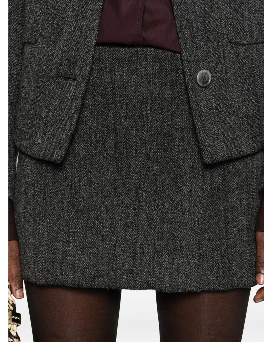 P.A.R.O.S.H. Black Herringbone Mini Skirt