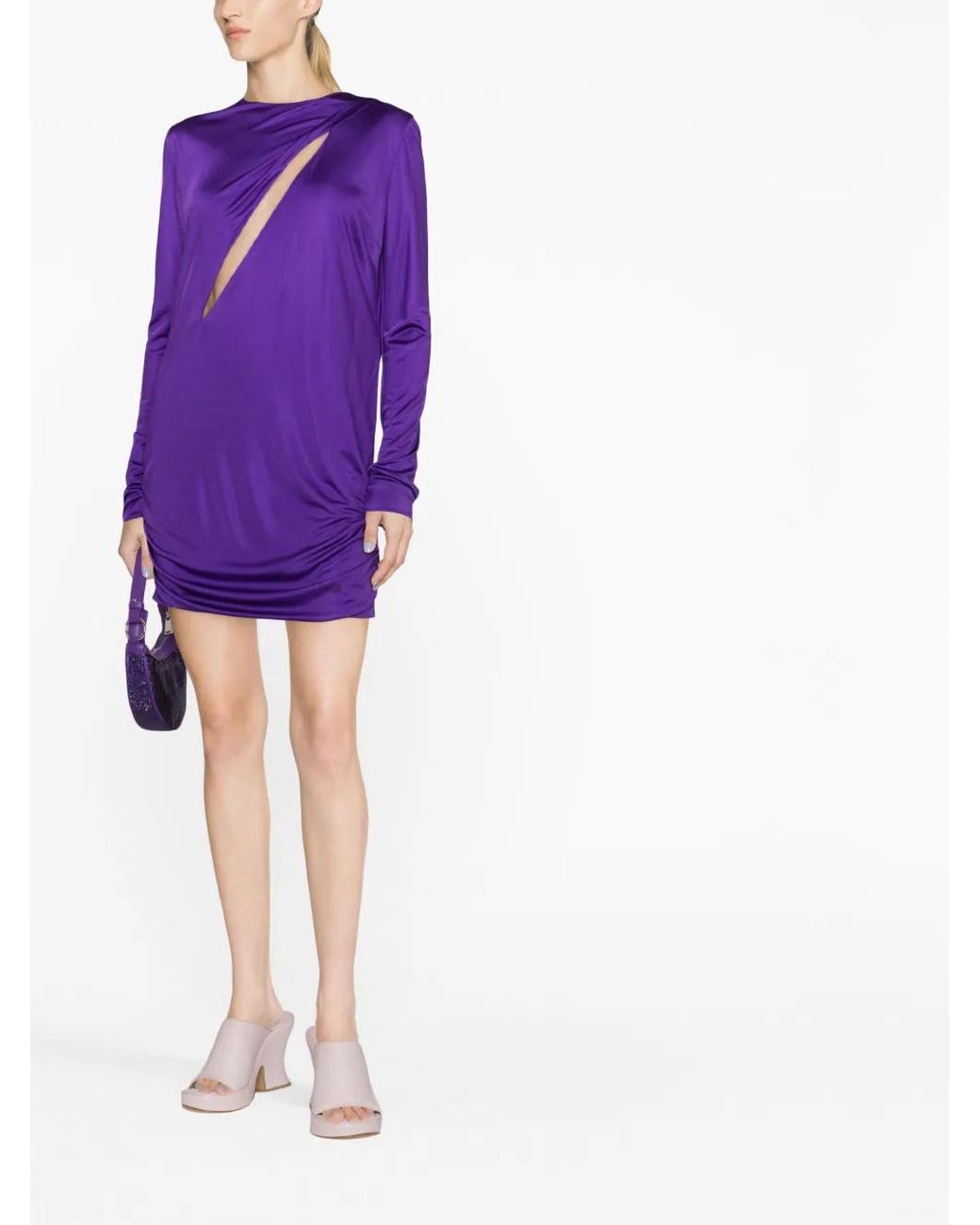 Versace Purple Mini Kleid Mit Schnitten