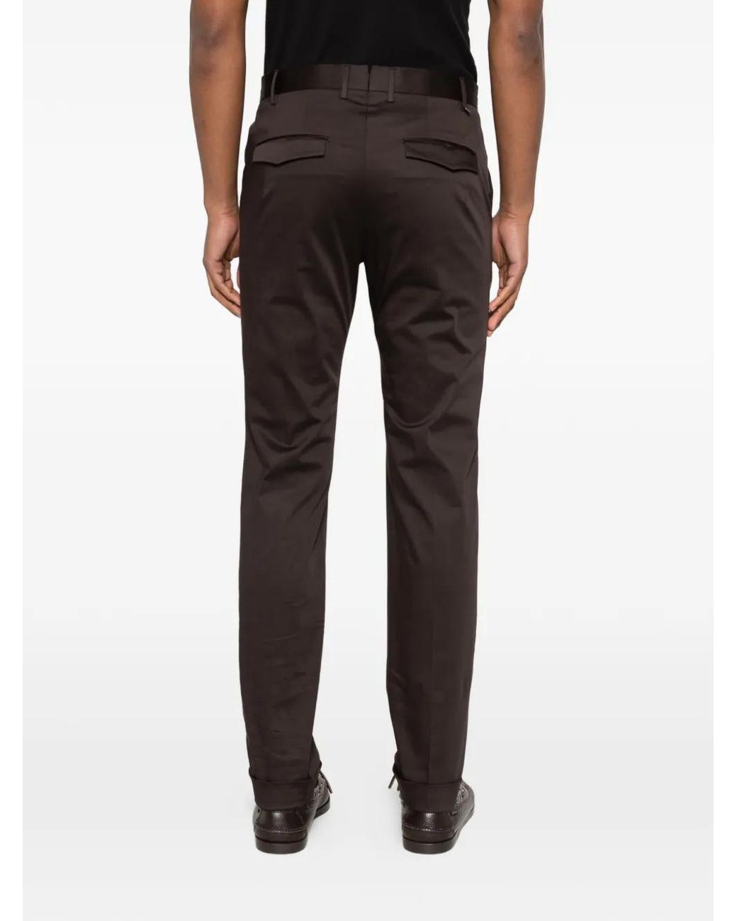 PT Torino Black Cuffed Trousers for men