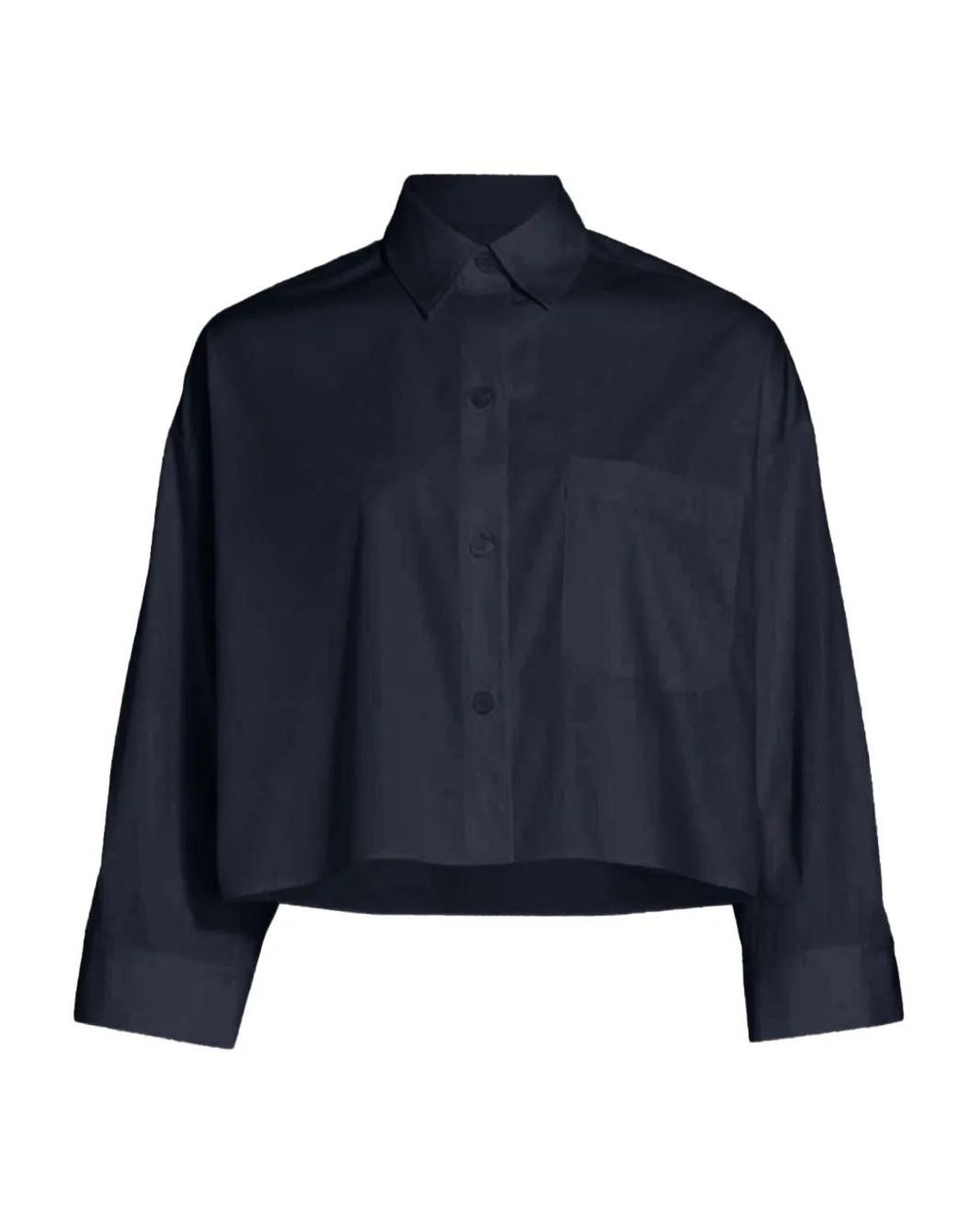 Twp Blue Superfine Pocket Cropped Shirt
