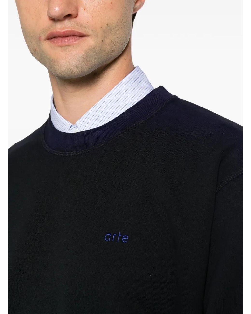 Arte' Black Logo-Embroidered Crew-Neck Sweatshirt for men