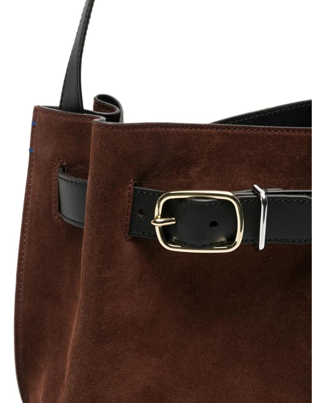Paul Smith White Buckle-Detail Suede Shoulder Bag