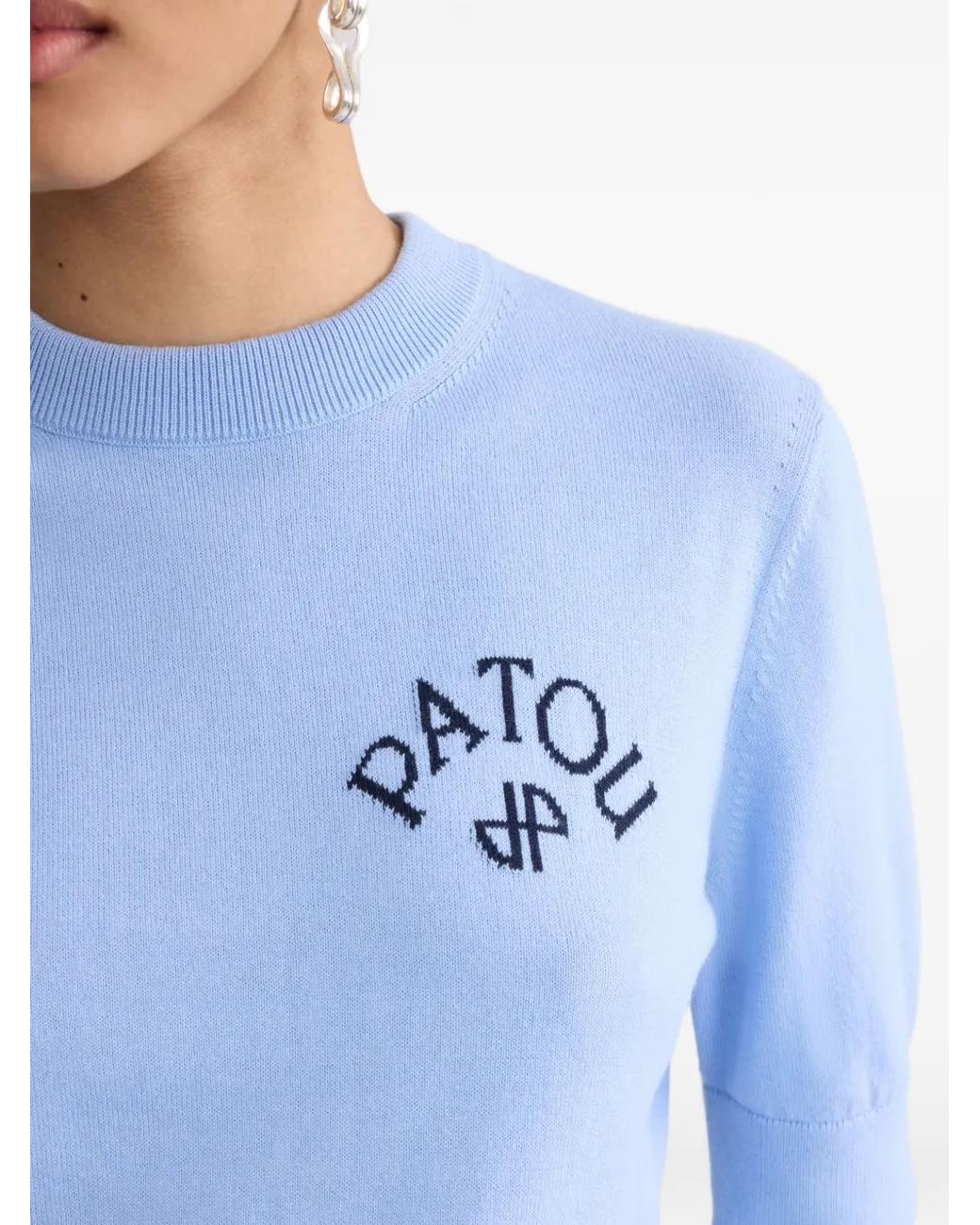 Patou Blue Bow Short-Sleeved Top
