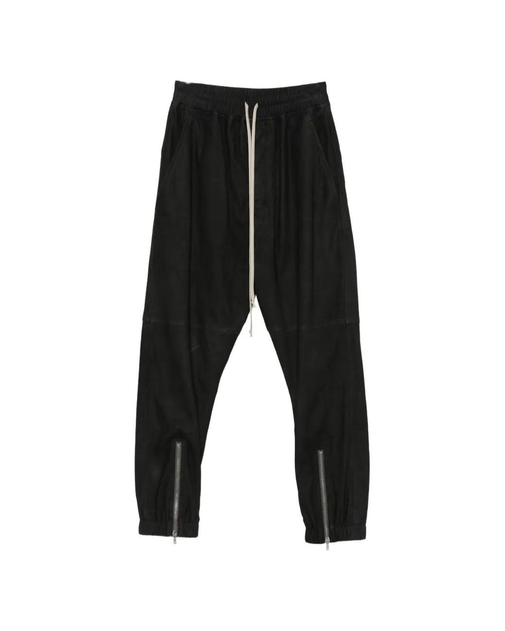 Rick Owens Black Tecuatl Leather Track Pants