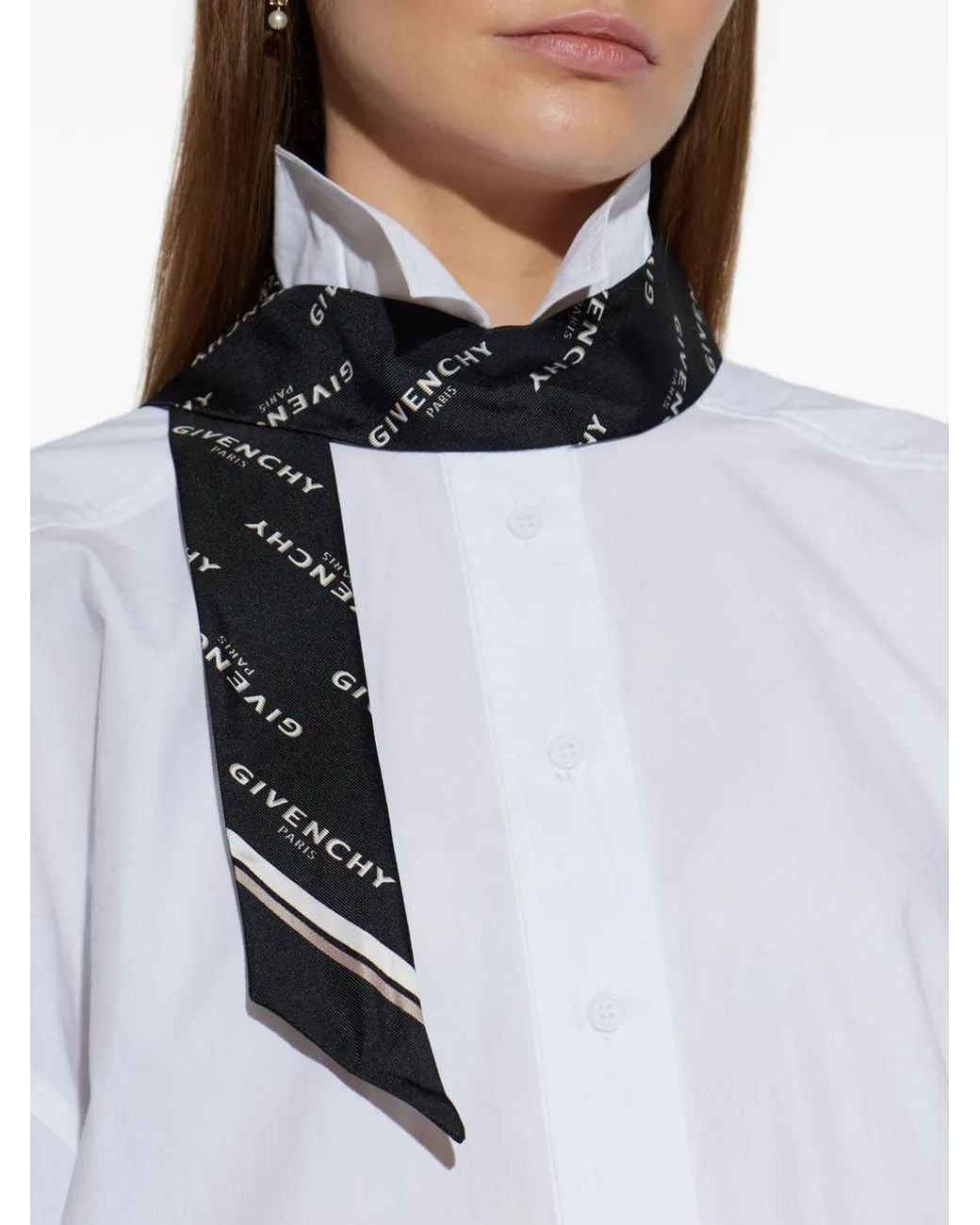 Givenchy Black Logo-Pattern Silk Scarf