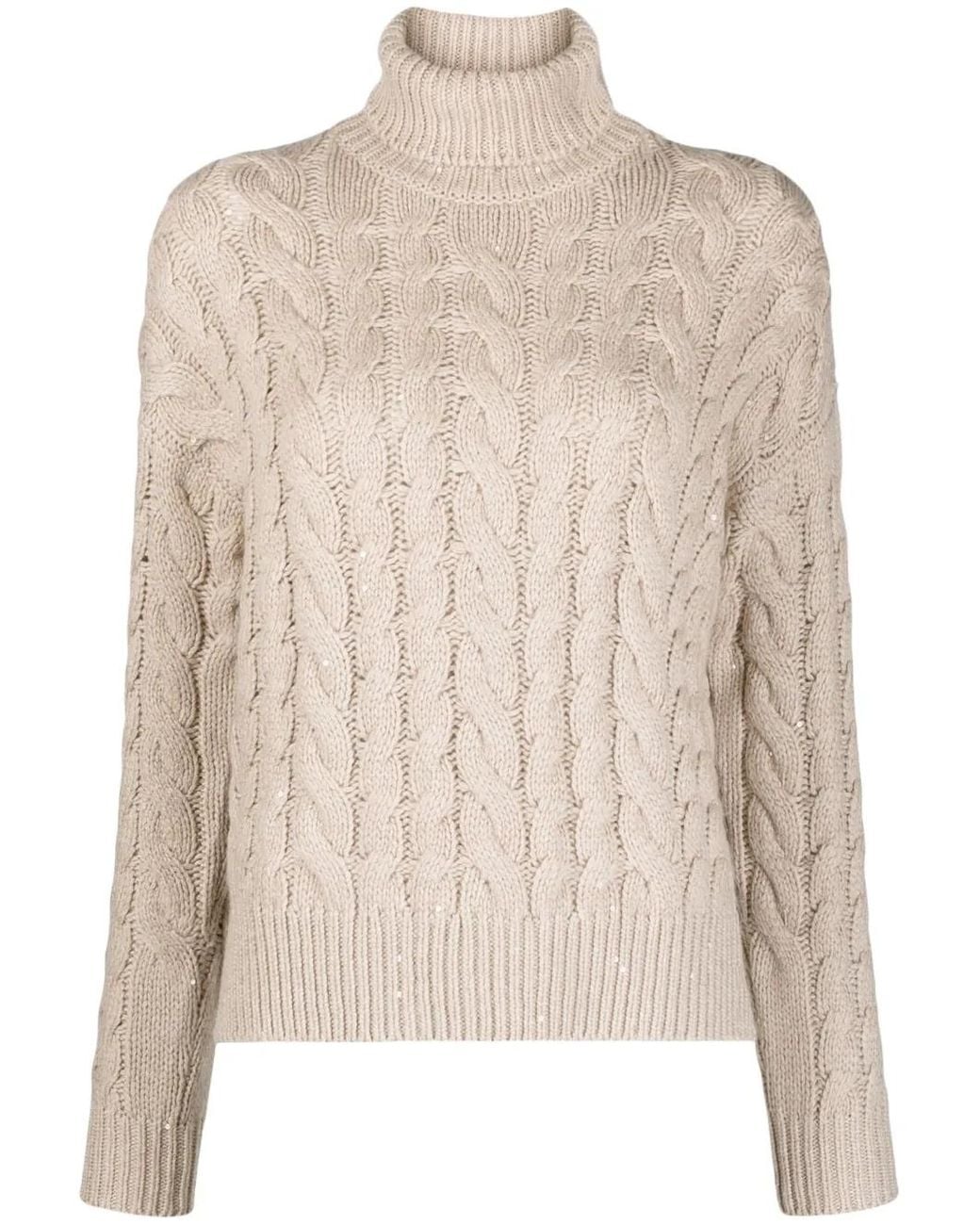 Brunello Cucinelli Natural Cashmere And Silk Blend Turtleneck Sweater