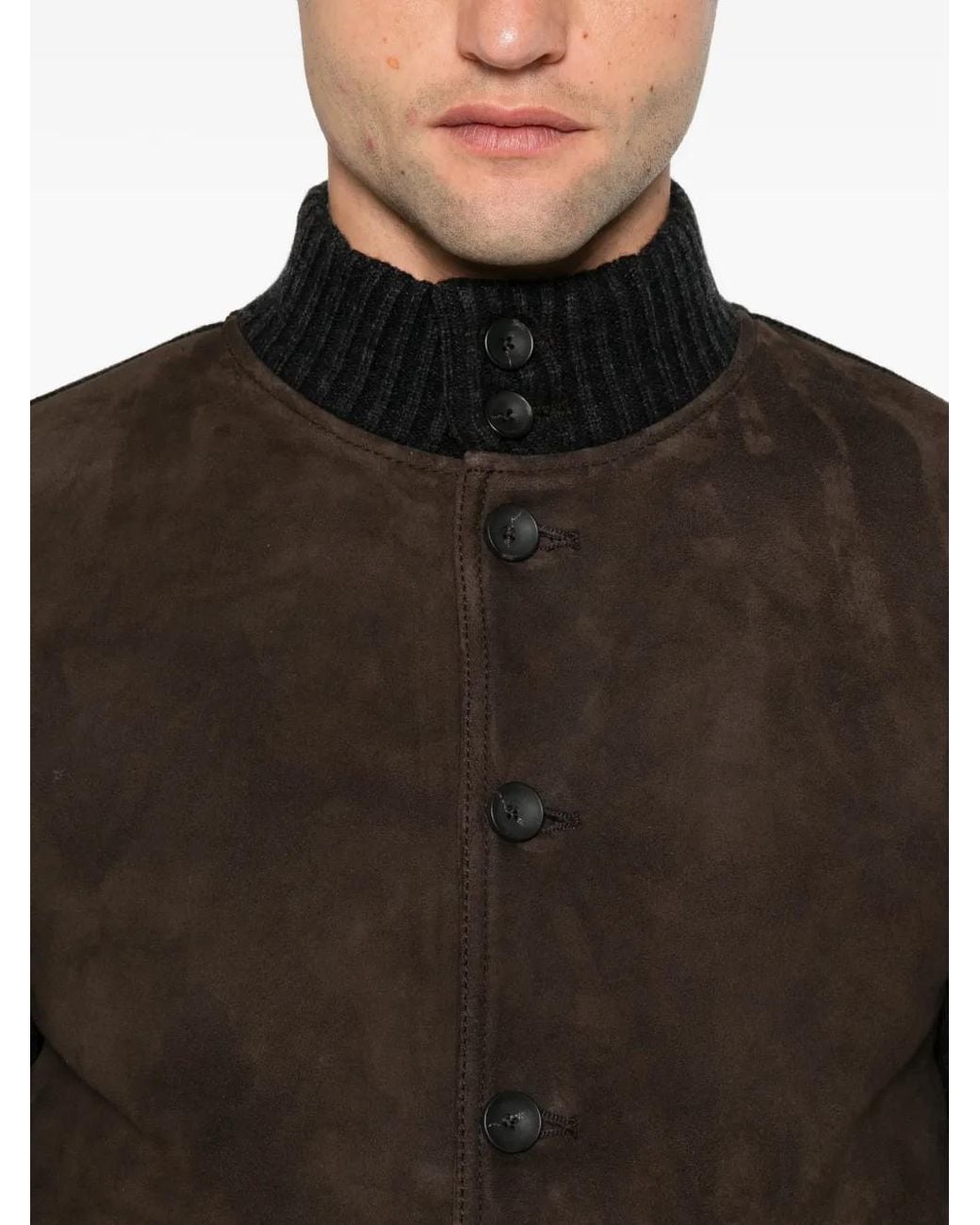 The Jack Leathers Black Suede Panelled Knitted Jacket for men