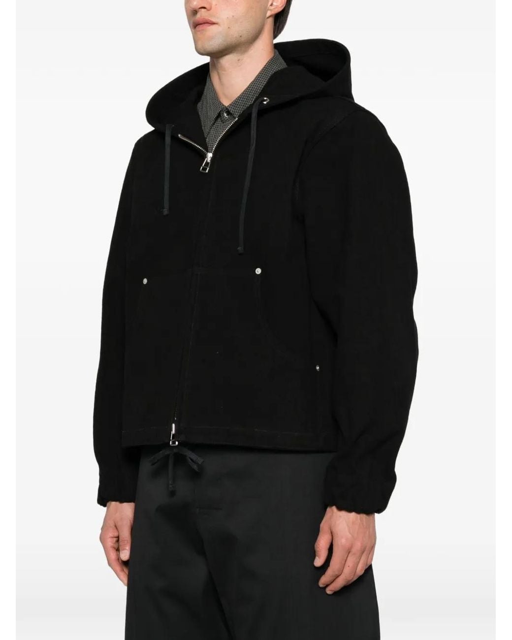 SAGE NATION Black Drawstring-Hood Zip-Up Jacket for men