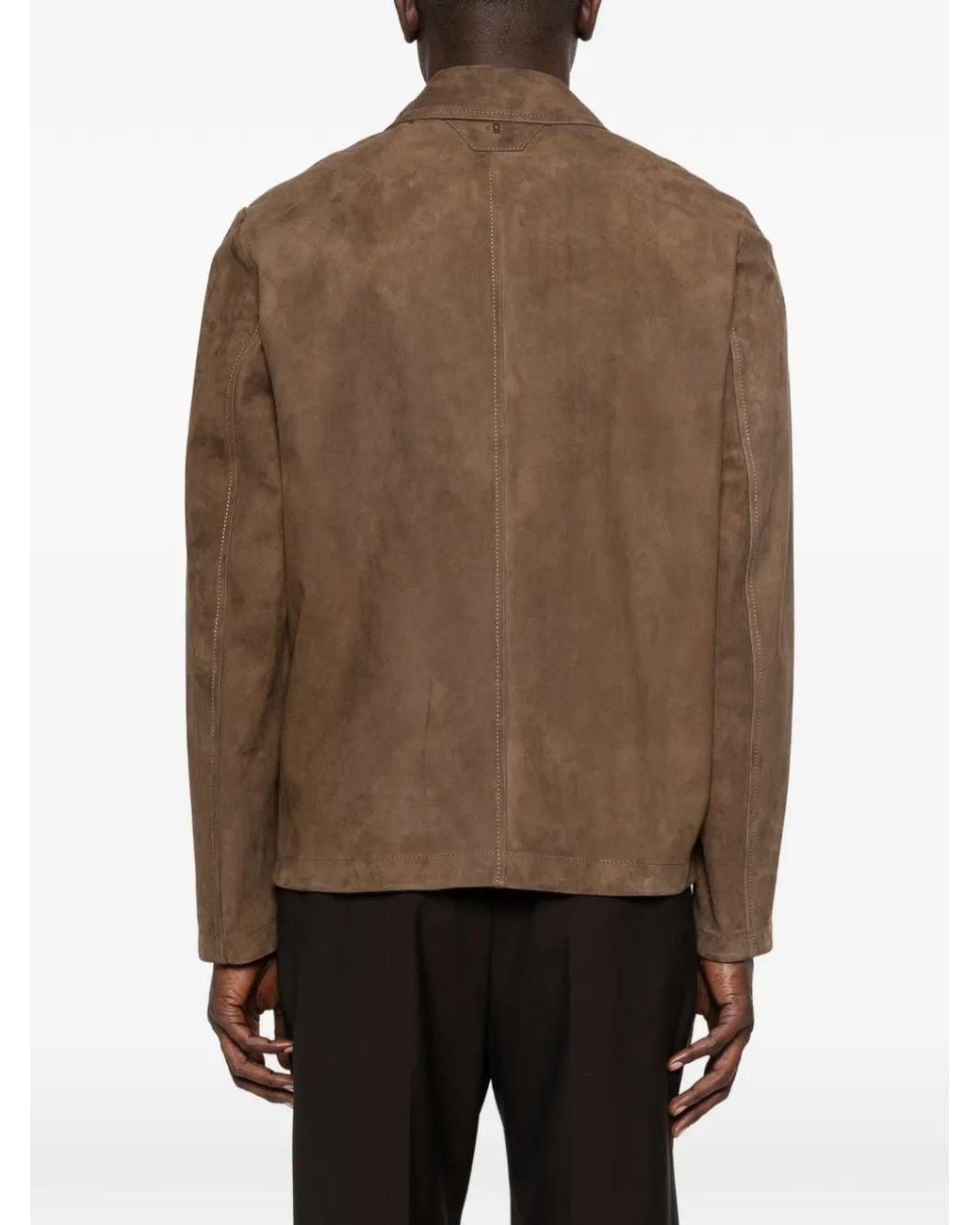 Salvatore Santoro Brown Single-Breasted Leather Jacket for men