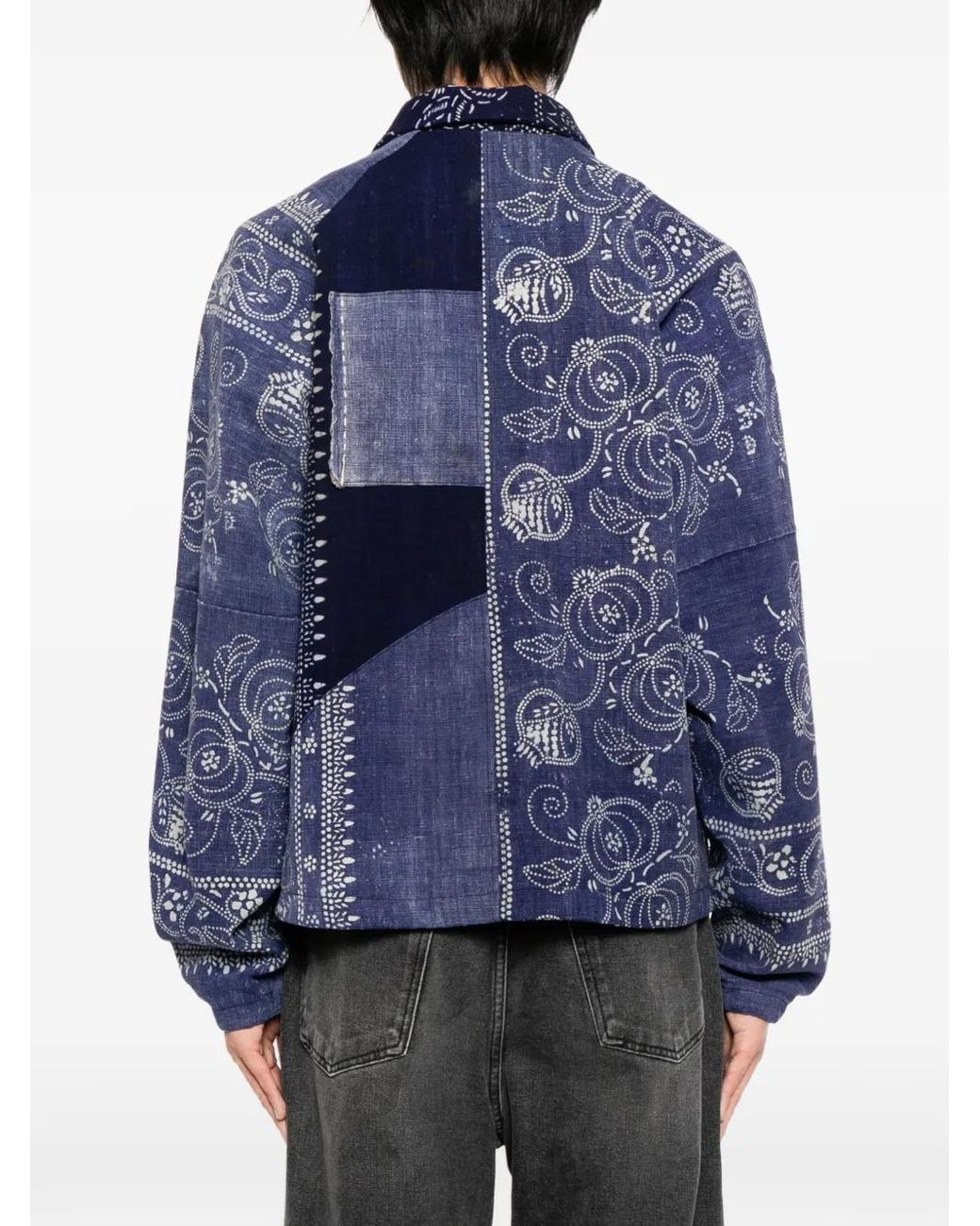 Kafeneo by TBF Blue Patch-Work Shirt Jacket for men