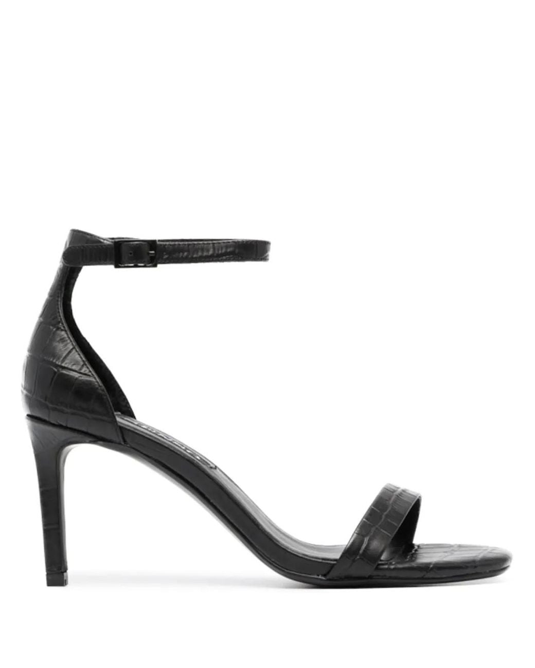 Senso Black Quelle Iii Crocodile-Effect Leather Sandals