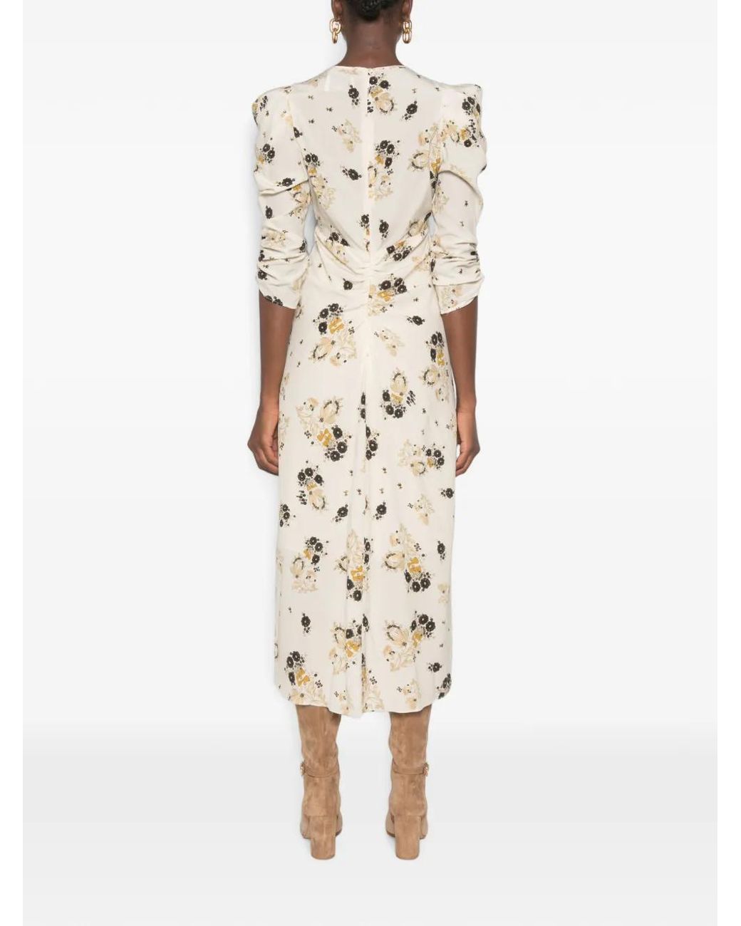 Isabel Marant White Albini Printed Silk Midi Dress