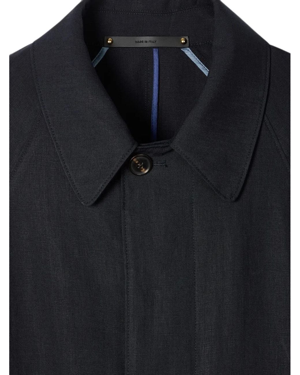 Paul Smith Blue Linen Raglan Mac for men