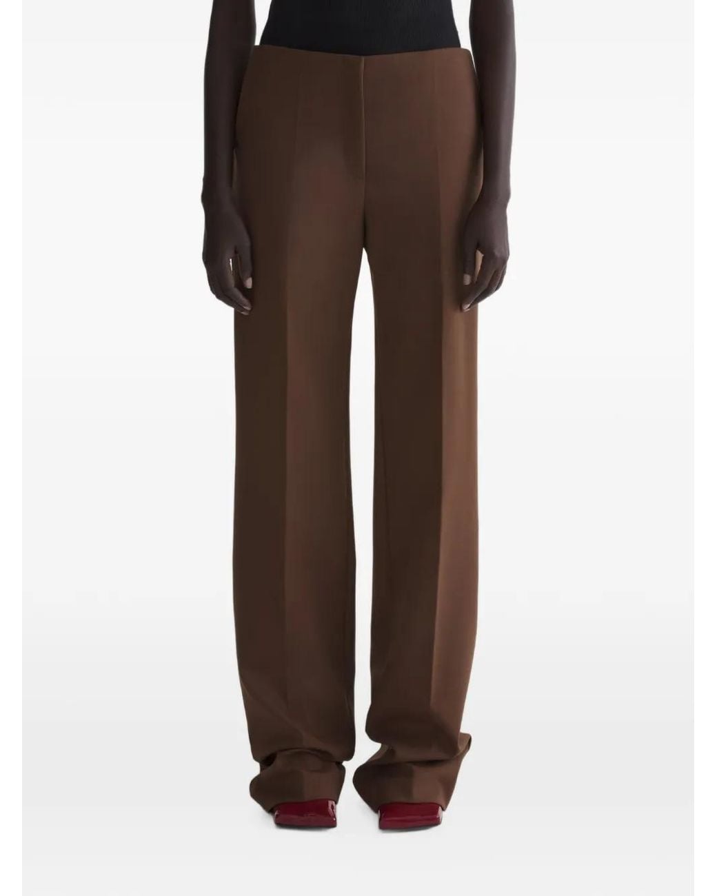 Mugler Brown Low Waist Straight Trousers
