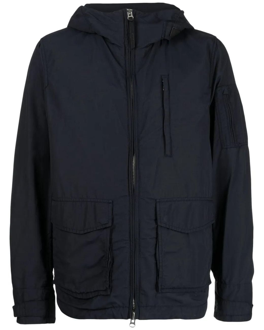 Woolrich Blue Hooded Zip-Up Jacket for men