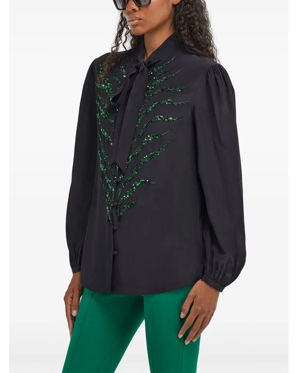 Roberto Cavalli Blue Sequin-Embellished Blouse
