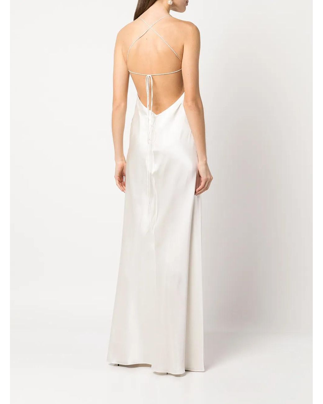 Michelle Mason White Cut-Out Detail Gown