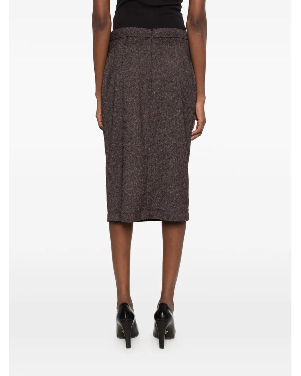 Manuel Ritz Gray Marl-Effect Midi Skirt