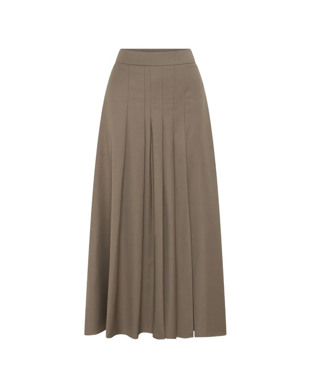 Anna Quan Natural Sable Pleated Midi Skirt