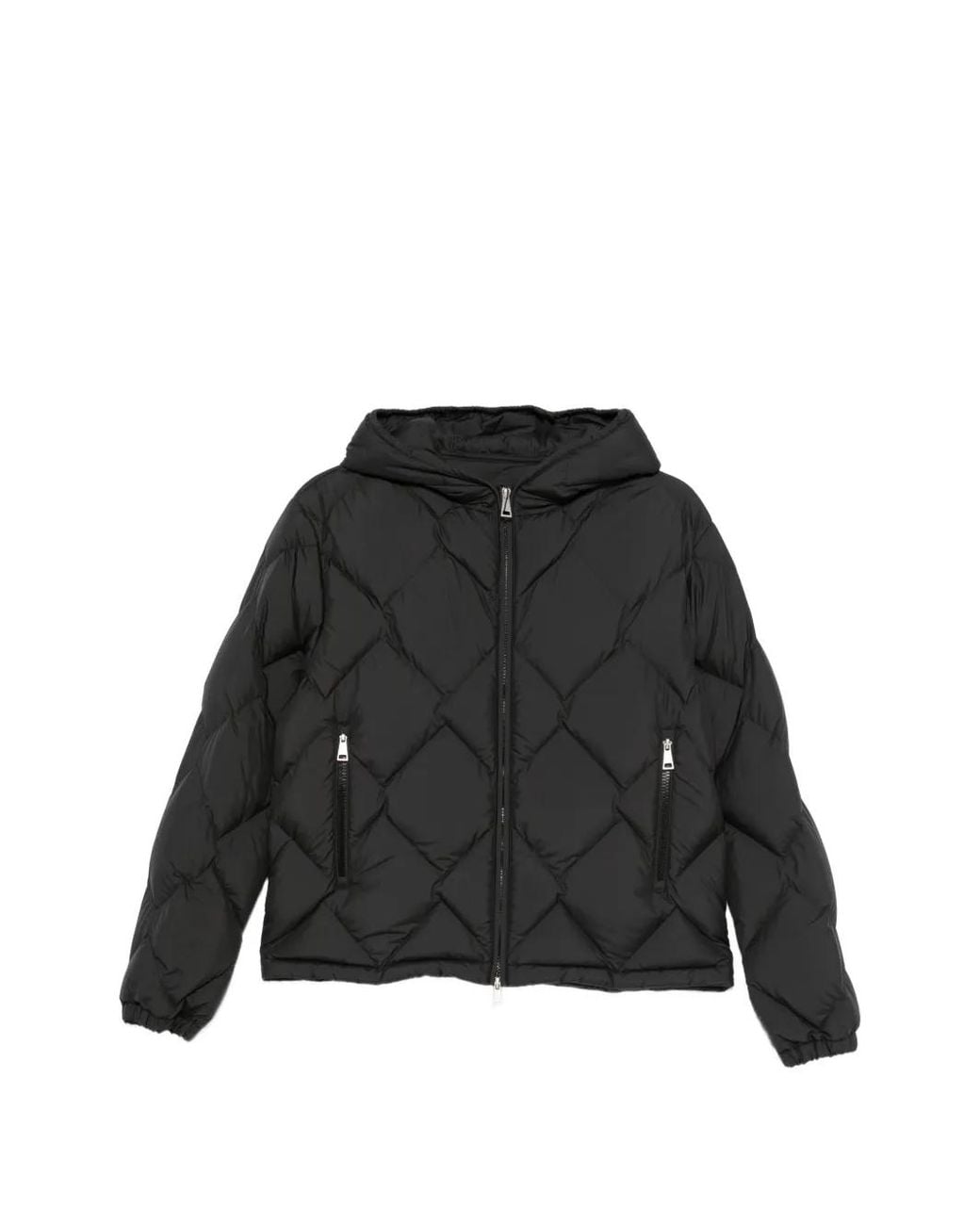 Moncler Black Arvouinne Hooded Triangle-Quilted Short Down Jacket