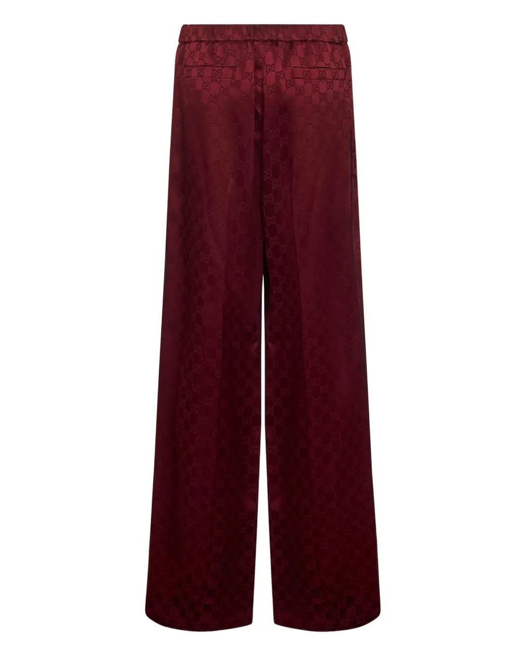 Gucci Red Gg Jacquard Side-Stripe Trousers