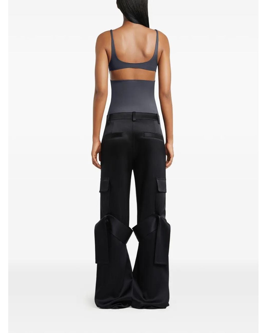 Courreges Blue Utility Chaps Satin Trousers
