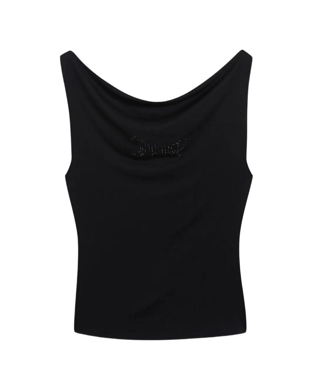 Juicy Couture Black Diamanté-Logo Draped Top