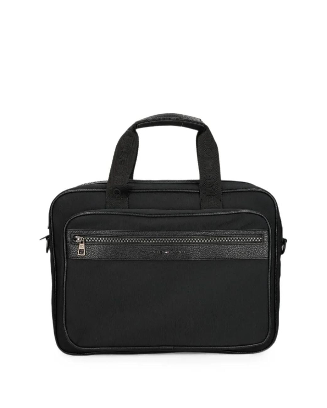 Tommy Hilfiger Black Logo-Tape Laptop Bag for men