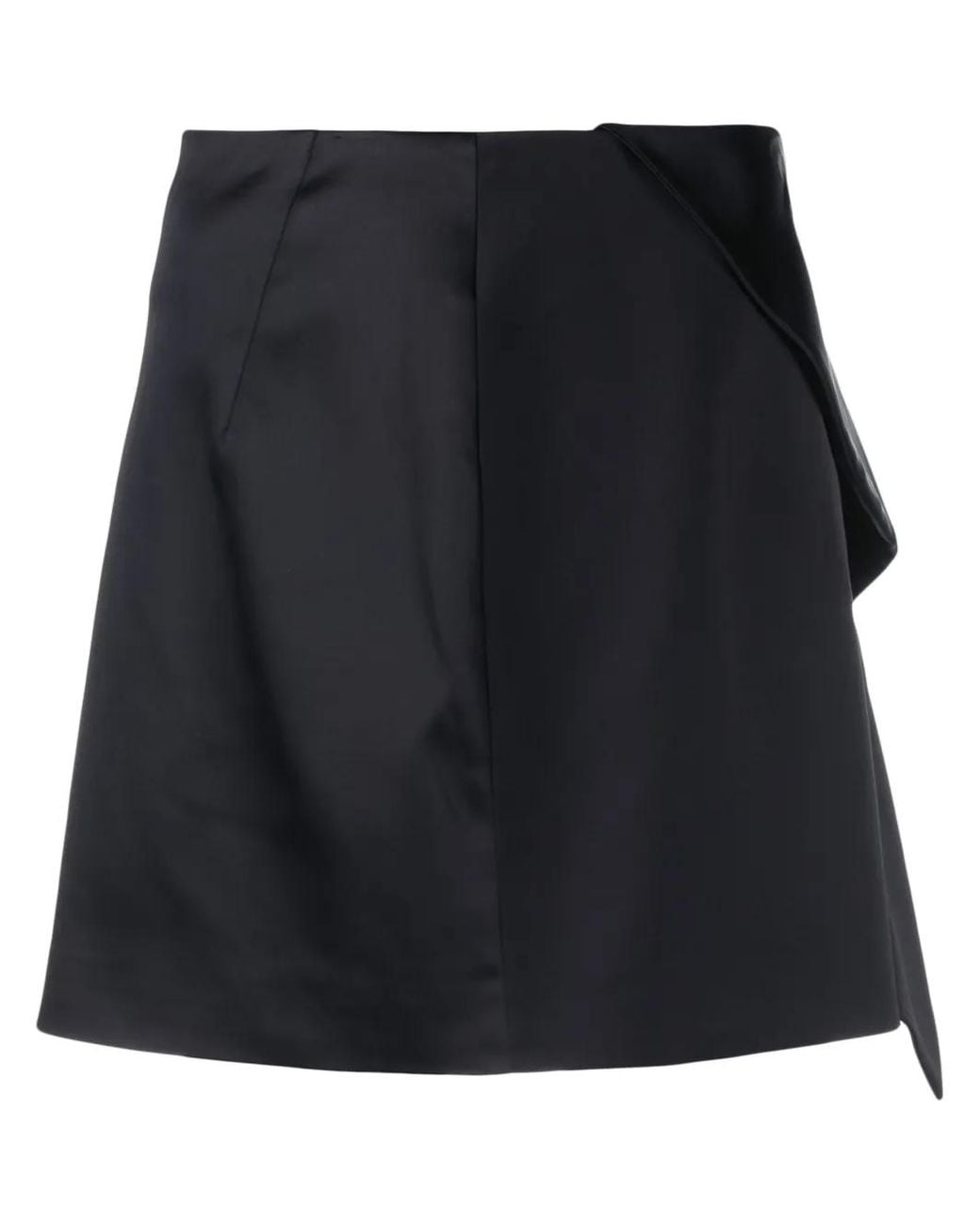 Genny Black Satin-Finish Miniskirt