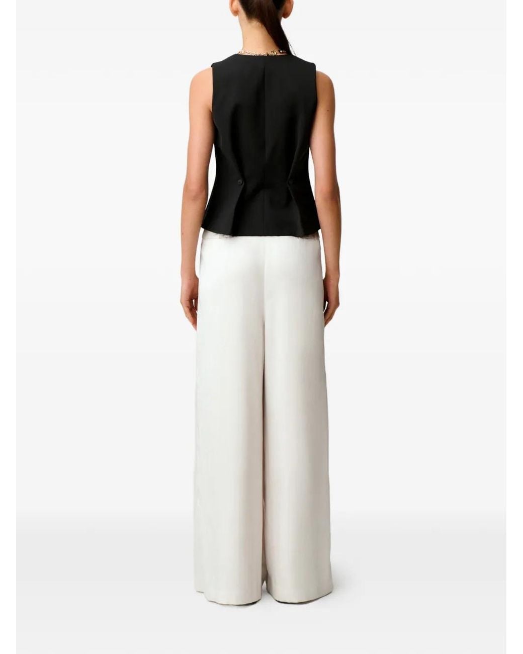 Claudie Pierlot White Flowy Satin Trousers