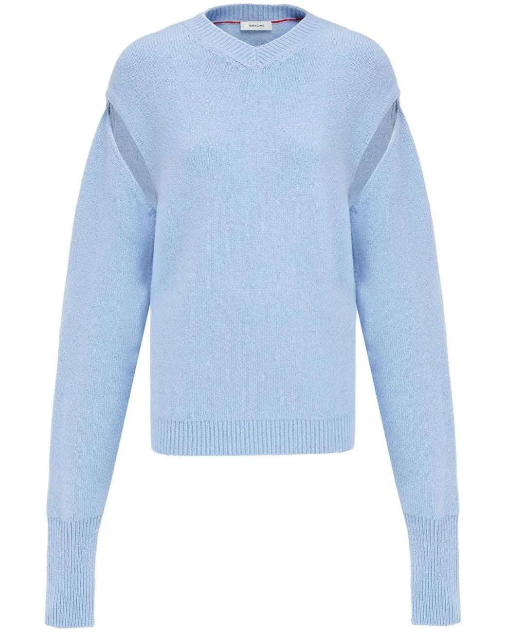 Ferragamo Blue Layered Cashmere Sweater
