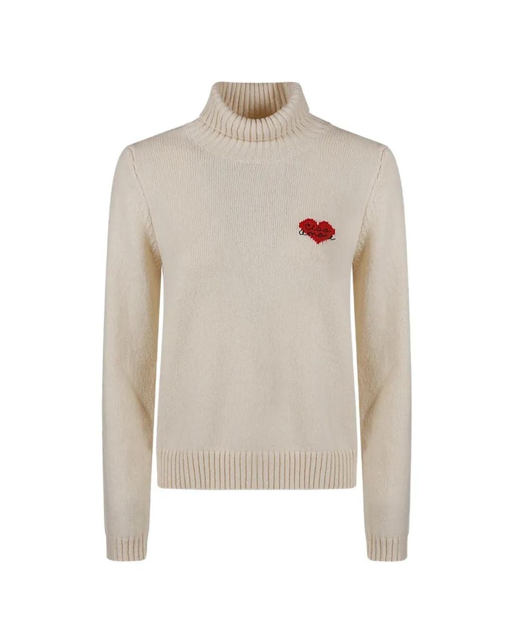 Giada Benincasa White Heartbeat Roll-Neck Sweater