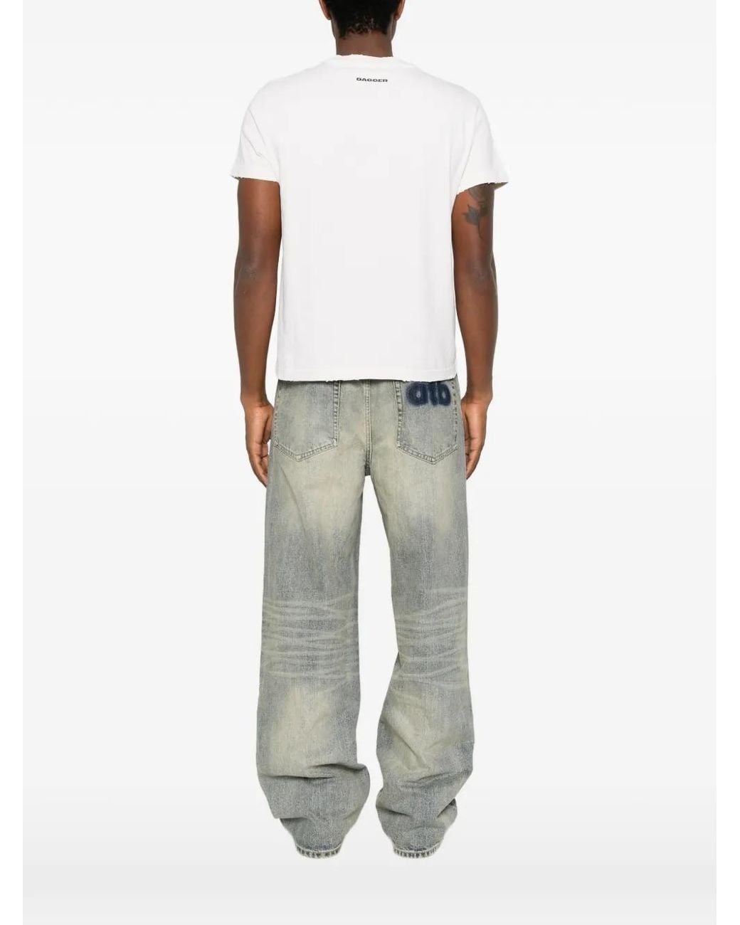 DAGGER White Distressed Graphic-Print T-Shirt for men