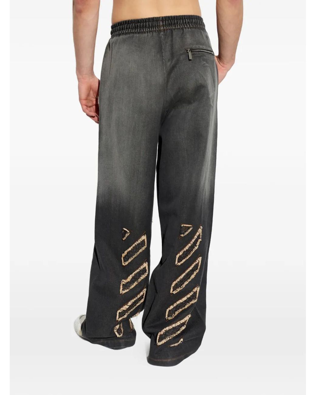 Off-White c/o Virgil Abloh Black Distressed Diag Slouchy Sweat-Trousers for men